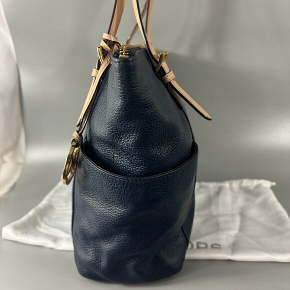 Michael Michael Kors Navy Blue Leather Medium Jet SEt Top Zip Tote - Picture 5 of 14